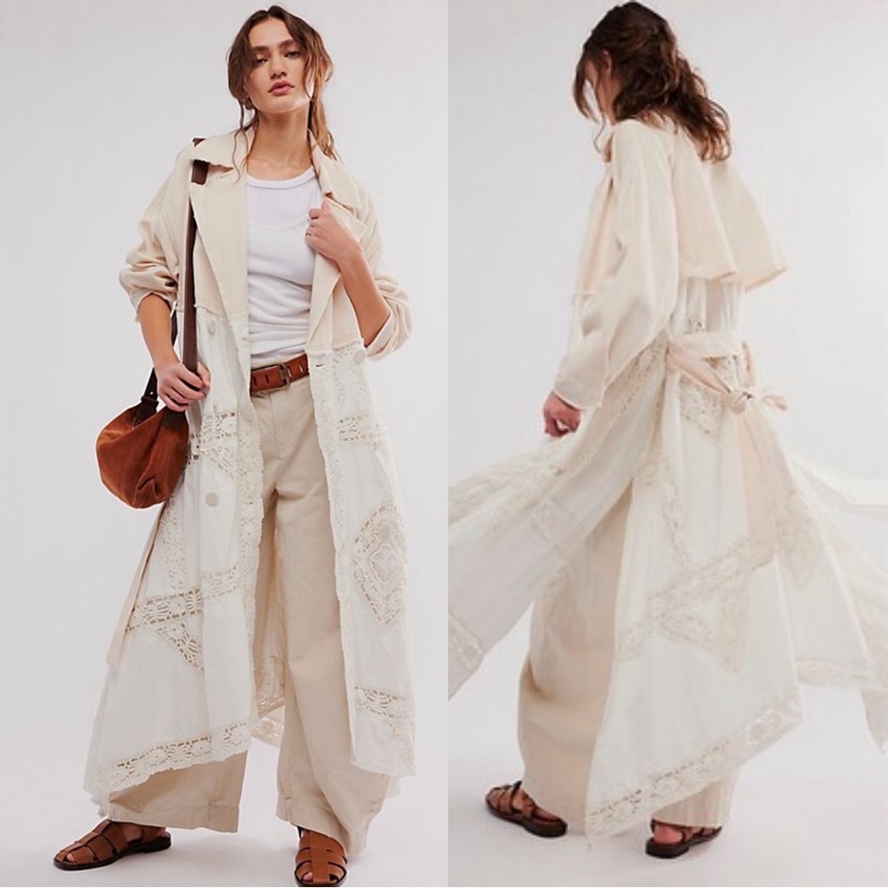 Free People Lily Duster Crochet Maxi Medium